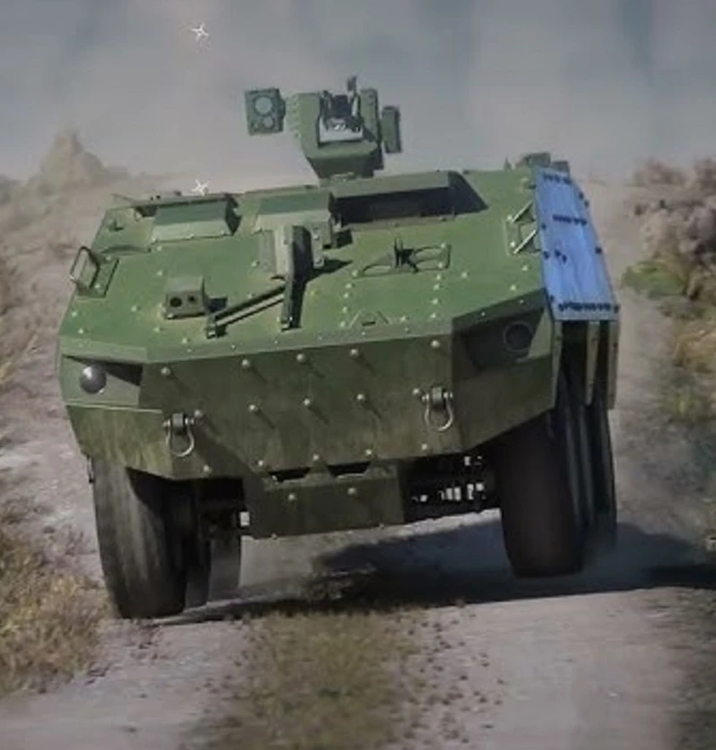 El nuevo blindado 6x6 de Indra tiene, por lo que se presenta en un video de Indra Land Vehicles, una muy buena movilidad en pistas. Foto: Indra